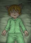  5_fingers anthro blonde_hair blush canine child clothing cub dog eyes_closed hair male mammal open_mouth pajamas sfh sleeping solo young 