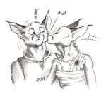  0laffson 2018 anthro caracal clothed clothing duo feline female fur male mammal simple_background sketch traditional_media_(artwork) white_background 