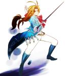  antenna_hair blonde_hair commentary_request gloves long_hair male_focus meguru_(mt_azarasi) red_eyes saga saga_frontier silence_(saga_frontier) solo sword twintails weapon 