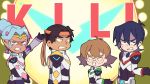  2girls anger_vein bandana black_hair blue_eyes bodysuit brown_hair clenched_teeth dark_skin dark_skinned_male earrings english facial_mark glasses grey_eyes hair_bun hunk_(voltron) jewelry keith_(voltron) miyata_(lhr) multiple_boys multiple_girls pidge_gunderson pointy_ears princess_allura teeth voltron:_legendary_defender white_hair 