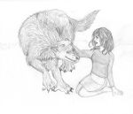 anthro arania canine claws clothing female human male mammal open_mouth sketch skirt smile were werewolf wolf 