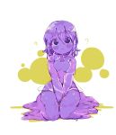  1girl ? benzbt female goo_girl monster_girl original shiny short_hair sitting solo v_arms wariza 