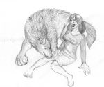  anthro arania breast_expansion breasts canine claws clothing female human male mammal open_mouth pointy_ears sketch skirt smile spread_legs spreading transformation were werewolf wolf 