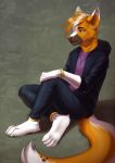  2017 4_toes 5_fingers anthro barefoot brown_nose canine digital_media_(artwork) fur green_eyes mammal orange_fur poof-poof poofroom solo toes 