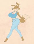  anthro areola big_breasts blinky_bill_(series) breasts canine clothing cocaine-leopard crop_top daisy_dingo dingo female jeans mammal pants see_through_top shirt solo translucent walking 