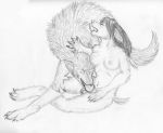  anthro arania balls breasts canine claws erection female licking licking_lips male mammal nipples nude open_mouth oral penis pointy_ears sketch smile tongue tongue_out transformation were werewolf wolf 