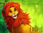  disney falvie fangs feline feral fur hair happy lion looking_back male mammal orange_eyes pink_nose simba smile solo the_lion_king 