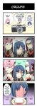  &gt;:( ... 3girls 4koma :p ? aqua_eyes blue_hair blush camera comic commentary darling_in_the_franxx double_v english english_commentary faceless faceless_female freckles frown full-face_blush glasses green_eyes hair_ornament hairclip highres holding_photo horns ichigo_(darling_in_the_franxx) ikuno_(darling_in_the_franxx) jealous long_hair looking_at_another multiple_girls opaque_glasses photo_(object) scared self_shot sexually_suggestive short_hair smile suoh12 sweat tongue tongue_out trembling twitter_username upper_body v yonic_symbol yuri zero_two_(darling_in_the_franxx) 