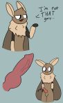  2018 absurd_res animal_genitalia animal_penis anthro arthropod balls canine_penis chest_tuft comic erection ezra_(otterjunk) hi_res insect knot male moth otterjunk penis standing text tuft wings 