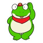  2018 amphibian anthro balls belly blep clothing digital_media_(artwork) frog green_skin hat looking_at_viewer male mostly_nude nintendo nishi overweight overweight_male penis salute simple_background slightly_chubby slippy_toad small_penis smile solo standing star_fox tongue tongue_out video_games white_background wide_eyed 