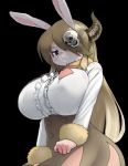  anthro big_breasts black_background breasts clothed clothing demigod edit female fully_clothed godville horn lagomorph mammal rabbit school_uniform simple_background skull solo twifight_sparkill_(artist) uniform 