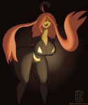  2018 3_fingers armless big_breasts big_butt blush breasts butt female food fruit gourgeist hair hair_hands halloween holidays long_hair nintendo not_furry pink_hair pok&eacute;mon pok&eacute;mon_(species) pumpkin simple_background slim smile solo thetransformtentacle thick_thighs video_games wood yellow_eyes 