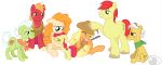  2017 alpha_channel amarthgul apple_bloom_(mlp) applejack_(mlp) big_macintosh_(mlp) bright_mac_(mlp) brother cutie_mark earth_pony equine eyebrows eyelashes family female feral freckles friendship_is_magic grand_pear_(mlp) granny_smith_(mlp) group hair hat horse male mammal my_little_pony parent pear_butter_(mlp) pony sibling simple_background transparent_background young 