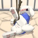  animal_genitalia anus bdsm blush bondage bottomless bound cage cave_story clothed clothing female fur furry_tail hands_tied lagomorph mammal mimiga one_eye_closed open_mouth paws pussy rope slit solo spread_legs spreading sue_sakamoto tongue ura video_games 