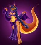  anthro astraldog belly_dancer blue_hair breasts canine carmelita_fox cleavage clothed clothing dancing female fox fur hair harem_outfit jewelry mammal orange_fur skimpy sly_cooper_(series) solo veil video_games 