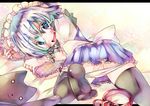  blush hairband izayoi_sakuya panties pussy short_hair silver_hair solo thighhighs tora_(torayarou) touhou underwear 