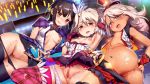  3girls anus armpits ass bangs bare_shoulders black_hair black_legwear black_panties blush breasts brown_eyes carbon12th chloe_von_einzbern dark_skin dress dress_pull fate/kaleid_liner_prisma_illya fate_(series) feathers fingerless_gloves gloves hair_between_eyes hair_feathers hair_ornament hat hips idol illyasviel_von_einzbern long_hair looking_at_viewer mini_hat miyu_edelfelt multiple_girls navel nipples one_side_up open_mouth orange_eyes panties panties_around_leg panty_pull pink_gloves pink_hair pink_legwear pink_panties purple_skirt pussy red_eyes red_gloves red_hat red_shorts shorts shorts_pull side_ponytail skirt small_breasts thighhighs thighs tongue tongue_out top_hat underwear white_dress white_hair 