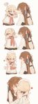  apron blonde_hair braid brown_hair chinese_commentary commentary_request drinking g36_(girls_frontline) girls_frontline glasses hiccup hug m1903_springfield_(girls_frontline) maid_headdress milk multiple_girls shuzi smile younger 