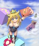  absurdres arm_up armlet artist_name bangs bare_shoulders black_legwear black_leotard blonde_hair blue_eyes blue_nails blue_sky blush bowser bowsette bracelet breasts cellphone closed_mouth cloud collarbone commentary_request covered_navel crown dated day fingernails happy heart heart-shaped_pupils highres holding holding_cellphone holding_phone horns jewelry konishi_(565112307) large_breasts leotard light_blush long_hair looking_up mario_(series) nail_polish new_super_mario_bros._u_deluxe outdoors outstretched_arm phone self_shot shiny shiny_hair shiny_skin signature skindentation sky smartphone smile solo spiked_bracelet spikes star strapless strapless_leotard super_crown symbol-shaped_pupils tail thigh_gap thighhighs watermark weibo_username 