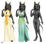  2018 4_toes anthro black_hair breasts canine clothed clothing digital_media_(artwork) digitigrade dresses featureless_breasts featureless_crotch female goldendruid hair jackal mammal model_sheet nude simple_background solo toes white_background 
