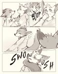  2018 blush boop canine clothing comic coyote daww duo fennec fox greyscale hi_res hoodie male male/male mammal monochrome nose_boop one_eye_closed polarissketches seductive wink 