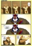  2018 ark_(shade) blush canine cobb_(shade) comic english_text grimace heterochromia male mammal shade_the_wolf smile text wolf 