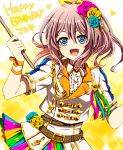  :d akasata bang_dream! bangs belt blue_eyes blue_flower blue_rose blush brown_hair center_frills character_name collared_shirt drumsticks earrings flower green_ribbon hair_flower hair_ornament hair_ribbon happy_birthday heart holding holding_instrument instrument jacket jewelry looking_at_viewer multicolored multicolored_clothes multicolored_skirt musical_note open_mouth orange_ribbon pink_flower pink_ribbon pink_rose ponytail ribbon rose shirt short_sleeves sidelocks skirt smile solo wrist_ribbon yamabuki_saaya yellow_flower yellow_ribbon yellow_rose 