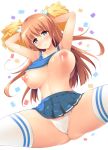  breasts daitoshokan_no_hitsujikai nipples no_bra pantsu shirt_lift tagme thighhighs yuu_(yumezakura) 