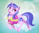  2018 blue_hair clothed clothing cutie_mark dennyvixen digital_media_(artwork) dvixie equine female feral friendship_is_magic fur hair hooves horn mammal my_little_pony pink_fur sea_swirl_(mlp) simple_background smile solo unicorn 