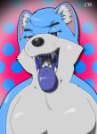  2018 []_k abstract_background anthro black_nose blue_fur breasts canine digital_media_(artwork) drooling duo featureless_breasts feline female female_pred fur gold_fur heterochromia jin macro male_prey mammal mawplay micro mouth_shot nude ragdoll_cat saliva size_difference teeth theunokcringe tongue tongue_out uvula vore white_fur wolf 