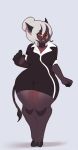 anthro breasts clothed clothing eyewear female full_body_portrait glasses hair kanel mammal rhinoceros simple_background solo standing thick_thighs 