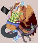  2018 ambiguous_gender anthro avian bird chimera clothed clothing digital_media_(artwork) feathered_wings feathers female feral fur graphics_tablet grumpy_griffin_creations_(artist) gryphon hair hi_res hybrid kiwi_(species) looking_at_viewer mazzy_techna nintendo open_mouth plushie pok&eacute;ball pok&eacute;mon simple_background smile the_last_guardian trico trico_(character) video_games wings 