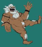  2018 5_fingers abs anthro balls beard biceps body_hair chest_hair daruk digital_media_(artwork) facial_hair fur goron hair hairy male musclegut muscular muscular_male nintendo penis rock the_legend_of_zelda video_games 