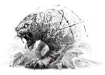  2018 alaiaorax ambiguous_gender barbed_wire blood claws digital_media_(artwork) feline feral jaguar mammal open_mouth paws solo teeth tongue whiskers 
