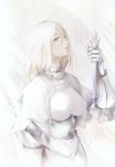  alternate_color armor armored_dress bangs blonde_hair blue_eyes braid breasts capelet chain commentary_request dress eyebrows_visible_through_hair fate/grand_order fate_(series) gauntlets hair_between_eyes hand_up head_tilt highres holding holding_sword holding_weapon jeanne_d'arc_(fate) jeanne_d'arc_(fate)_(all) long_hair looking_at_viewer looking_to_the_side marumoru medium_breasts parted_lips single_braid solo sword upper_body very_long_hair weapon white_capelet white_dress 