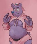  2018 anthro bear belly blue_nose blushed exposed_chest glitter_trap_boy glitter_trap_boy_(character) male mammal overweight overweight_male simple_background solo 