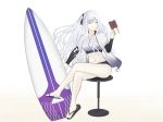  ak-12_(girls_frontline) closed_eyes flower food girls_frontline hair_flower hair_ornament highres ice_cream long_hair silver_hair simple_background solo swimsuit talnory 