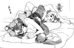  abigail_williams_(fate/grand_order) blood blush bow breasts cleavage commentary_request fate/grand_order fate_(series) futon greyscale hair_bow hitotsuki_nebura katsushika_hokusai_(fate/grand_order) keyhole leg_lock monochrome multiple_girls nosebleed octopus off_shoulder sleeping sweatdrop tokitarou_(fate/grand_order) wavy_mouth yuri zzz 