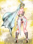  1girl armor artist_request ass athena_(musou_orochi) bare_shoulders blonde_hair blush braid butt_crack from_behind full_body helmet high_heels long_hair looking_at_viewer musou_orochi musou_orochi_3 panties shiny shiny_hair shiny_skin showgirl_skirt smile solo standing underwear veil 
