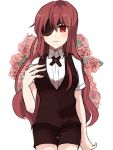  blush costume hwa_ryun kasuga_kaya long_hair looking_at_viewer one_eye_closed red_eyes red_hair simple_background solo tower_of_god 