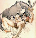  balls bestiality breasts donkey duo equine female feral flower_crown human human_on_feral interspecies licking male mammal nipple_lick nipples nude penis pussy source_request tongue tongue_out traditional_media_(artwork) unknown_artist 