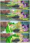 &lt;3 + 2018 alligator comic crocodilian equine female fluttershy_(mlp) friendship_is_magic horn male mammal my_little_pony mysticalpha out_cold pegasus pond reptile scalie scared twilight_sparkle_(mlp) unconscious winged_unicorn wings 
