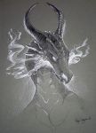  2018 ambiguous_gender curved_horn dragon headshot_portrait horn portrait rhyu spines traditional_media_(artwork) 