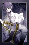  androgynous bangs blue_eyes blue_hair blunt_bangs eyebrows_visible_through_hair gold golden_arms heterochromia highres houseki_no_kuni looking_at_viewer necktie phosphophyllite phosphophyllite_(ll) short_hair smile solo spoilers st_(youx1119) sword weapon white_eyes white_skin 
