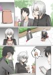  artoria_pendragon_(all) bag calling cellphone comic commentary_request eating faceless faceless_male fate/grand_order fate_(series) fujimaru_ritsuka_(male) ginhaha jeanne_d'arc_(alter)_(fate) jeanne_d'arc_(fate)_(all) phone saber_alter short_hair silent_comic silver_hair smartphone table track_suit 