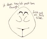  ^_^ blush dialogue english_text eyes_closed female food_creature legs_together monochrome noseless not_furry onigiri open_mouth open_smile pafu_(ɯ(_&ndash;_&ndash;_)ɯ) pictographics simple_background smile solo standing tan_background text wide_hips ɯ(_&ndash;_&ndash;_)ɯ 
