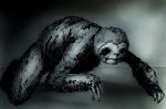  all_fours ambiguous_gender anthro claws dani3lmatui eye_socket greyscale ink mammal monochrome nightmare_fuel scp-2774 scp-2774-a scp_foundation simple_background sloth solo three_claws traditional_media_(artwork) 