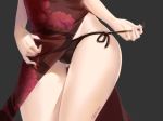  ass_visible_through_thighs black_panties c3momo china_dress chinese_clothes close-up dress dress_lift floral_print grey_background hips legs_together original panties pelvic_curtain red_dress side-tie_panties side_slit simple_background solo thighs twitter_username underwear untying 