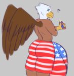  alcohol anthro avian bald_eagle balls beer beer_bottle beer_foam beverage big_balls big_butt big_penis bird blue_eyes bottle bottle_cap bunybunyboi butt eagle eyebrows foam gryphon huge_balls huge_penis hyper hyper_penis male muscular penis simple_background solo squeaks stars_and_stripes united_states_of_america us_flag wings 