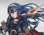  armor blue_eyes blue_hair cape falchion_(fire_emblem) fingerless_gloves fire_emblem fire_emblem:_kakusei fire_emblem_heroes gloves kaejunni long_hair lucina smile solo sword tiara weapon 